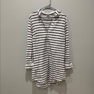 Striped Black and White Button-Up Shirt